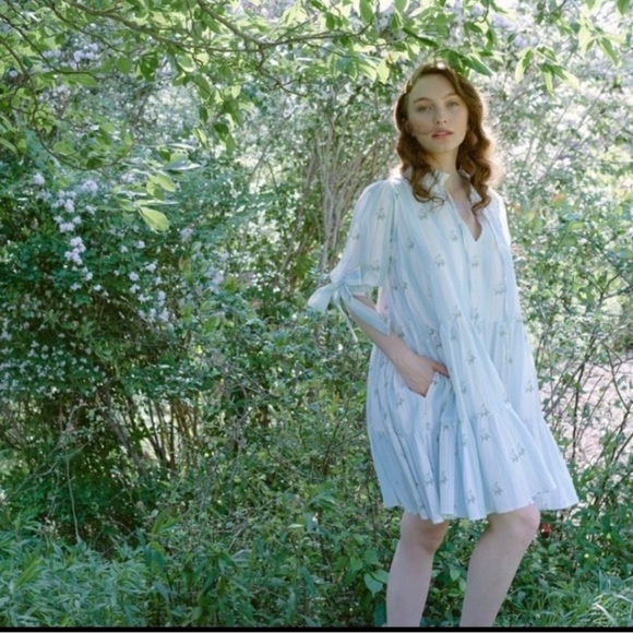 Lillou Dream Collection Richmond Blue&White Floral Mini Dress Size XL - Picture 3 of 8